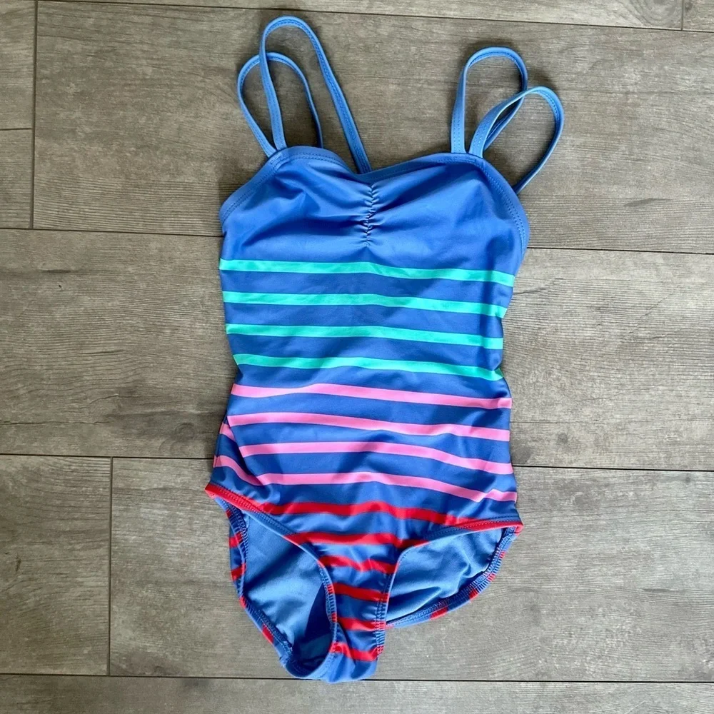 GAP Kids Girls Swimsuit Ruche One-Piece Striped Swimsuit XS